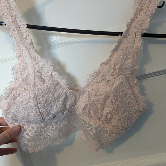 Aerie Eyelash Lace Plunge Bralette - Cheeky Peach - Picture 6 of 8